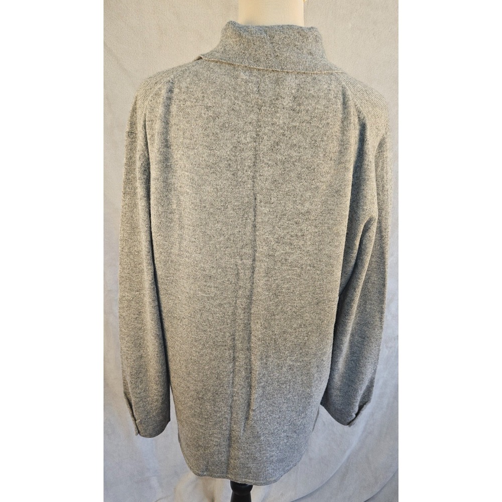 Precious Fibers 100% Cashmere Cardigan Sweater Size L Gray Button Front Pocket - Picture 2 of 6